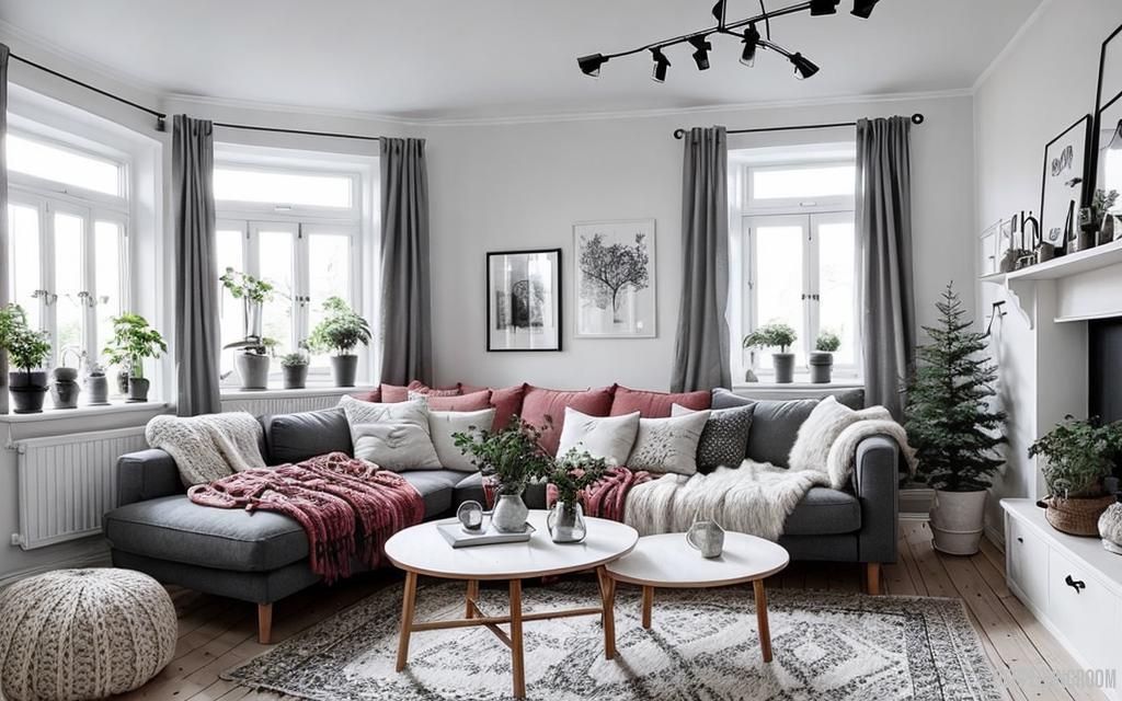cozy scandinavian living room warm ambiance