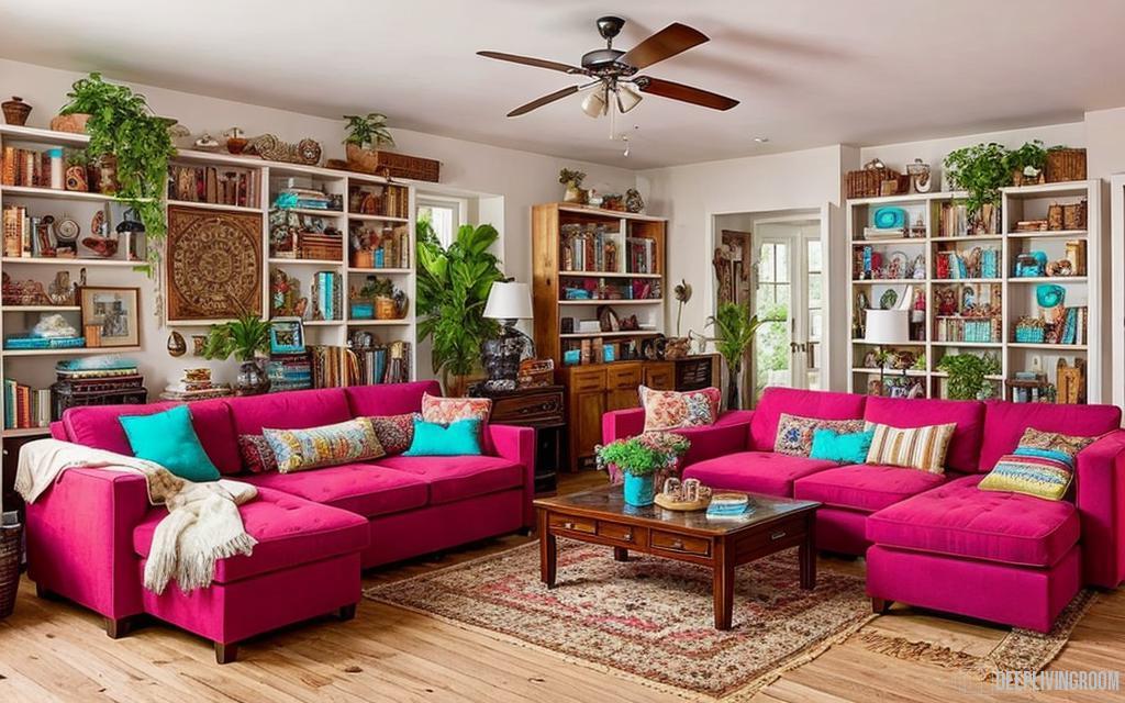 eclectic living room with tidy furnitures