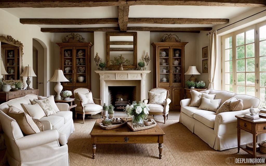 french country living room with harmonious design