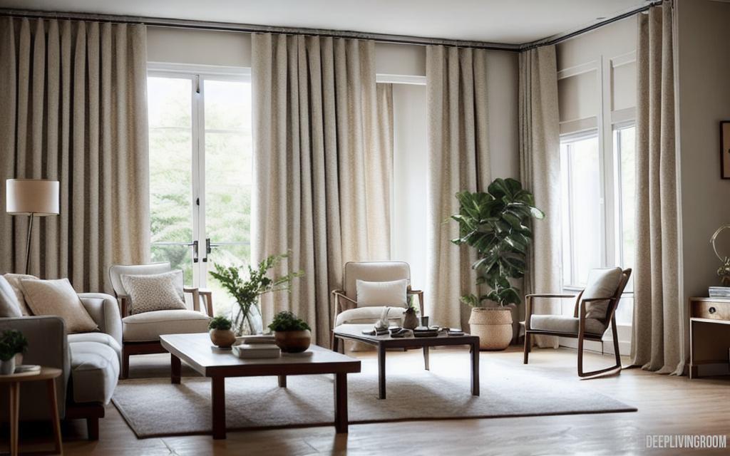 grommet curtains in a living room